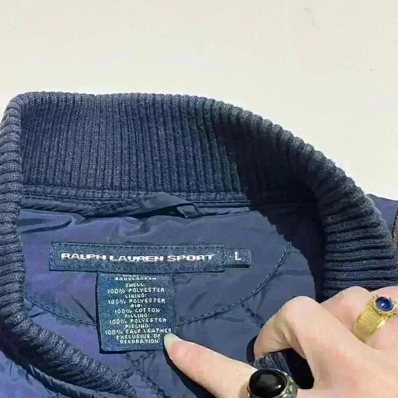 Ralph Lauren Sport Navy Equestrian Quilted Puffer Jacket Womens Size Large - Picture 3 of 14